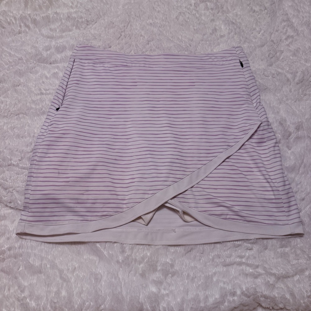 PETER MILLAR Women's Laura Wrap Painted Golf Skort White/Purple SIZE LARGE - Picture 2 of 12